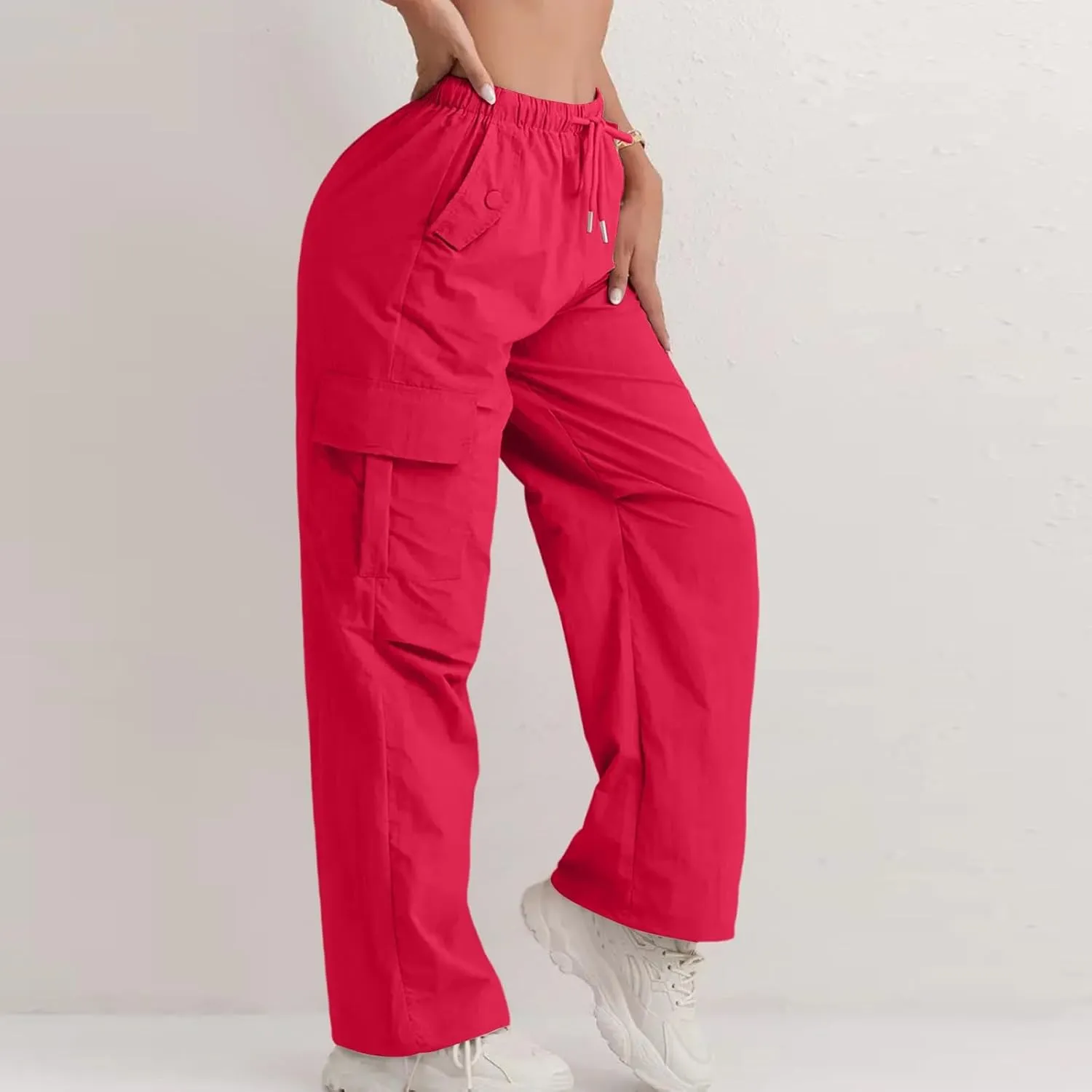 Wide Leg Work Pants for Women Baggy Lightweight Hiking Pants with Pockets Drawstring High Waisted Athletic Pants