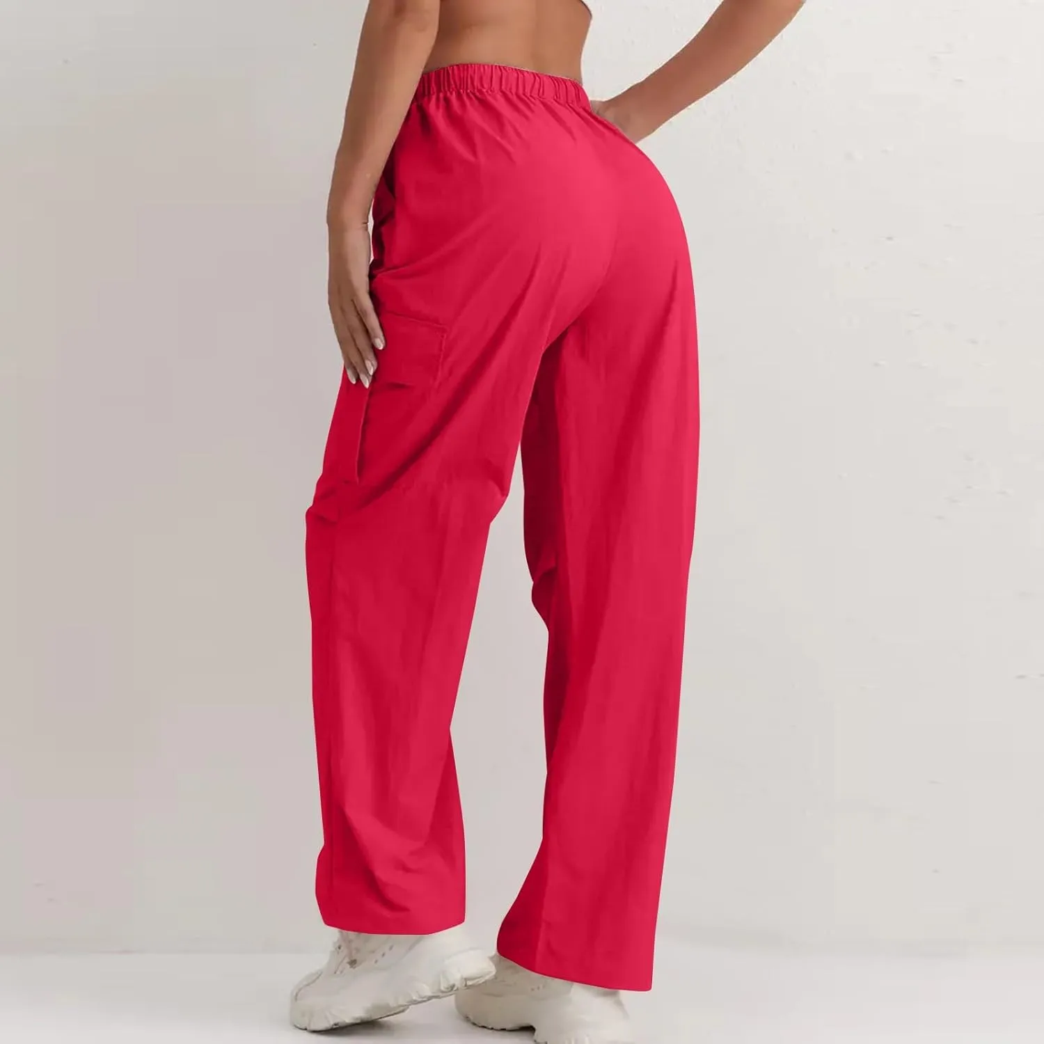 Wide Leg Work Pants for Women Baggy Lightweight Hiking Pants with Pockets Drawstring High Waisted Athletic Pants