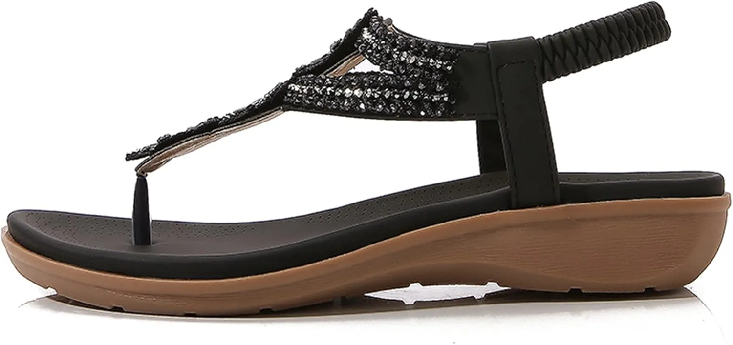 Women Flip Flops Arch Support Slingback Sandals Beach Shoes Ankle Strap Thong Elastic Flat Sandals Flat Sandals