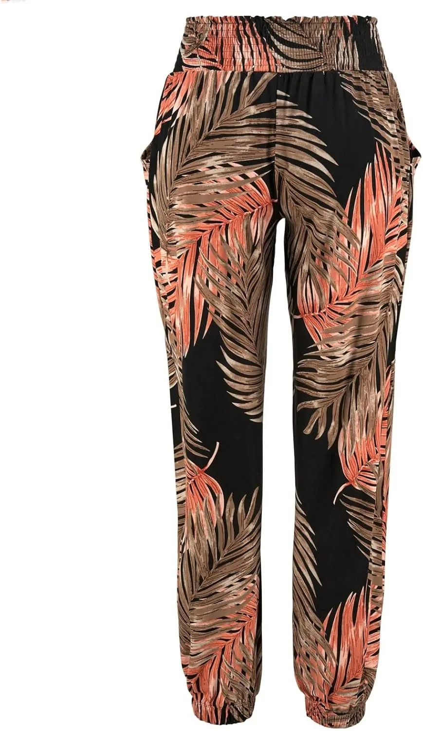 Women High Waisted Baggy Pants Summer Beach Boho Printing Straight Leg Pant Breathable Comfy Lounge Pant with Pockets
