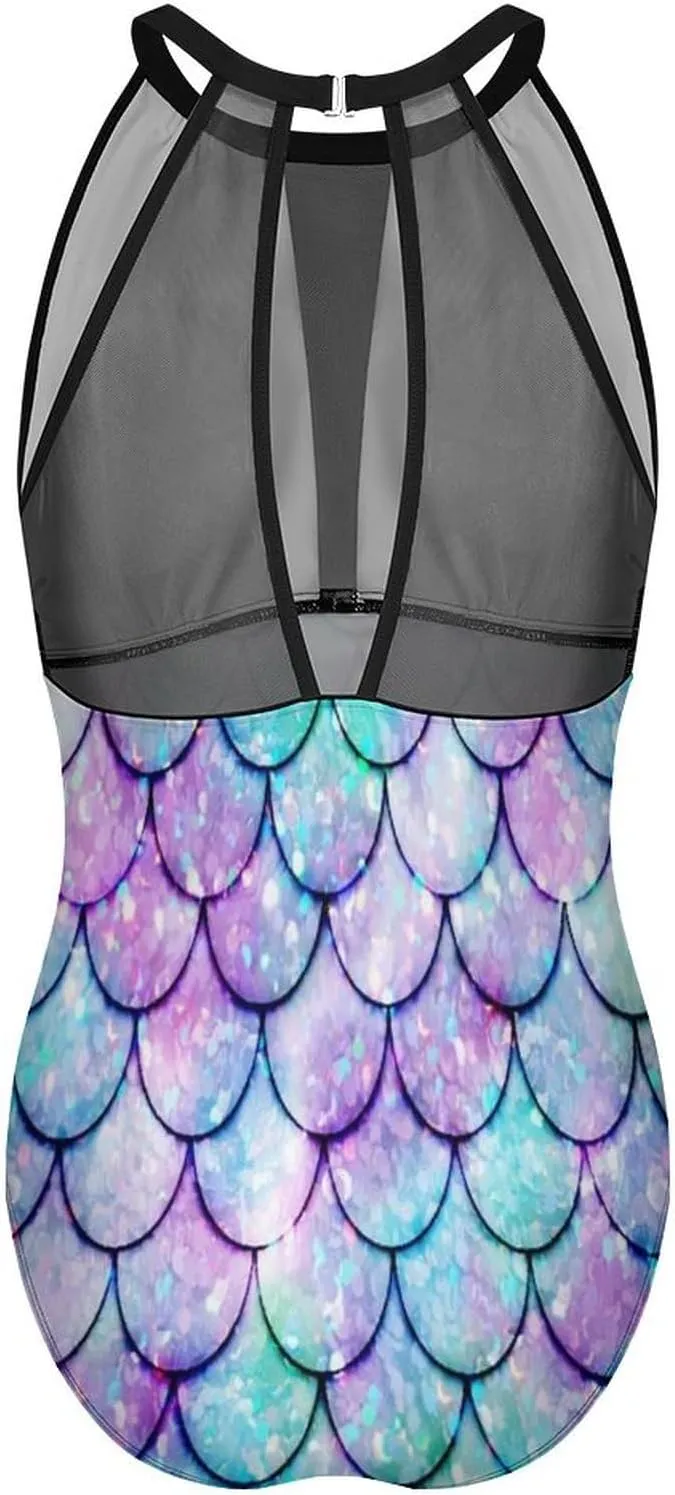 Women Sexy Tummy Control One Piece Swimsuits Halter Push Up High Cut Low Back Bathing Suits