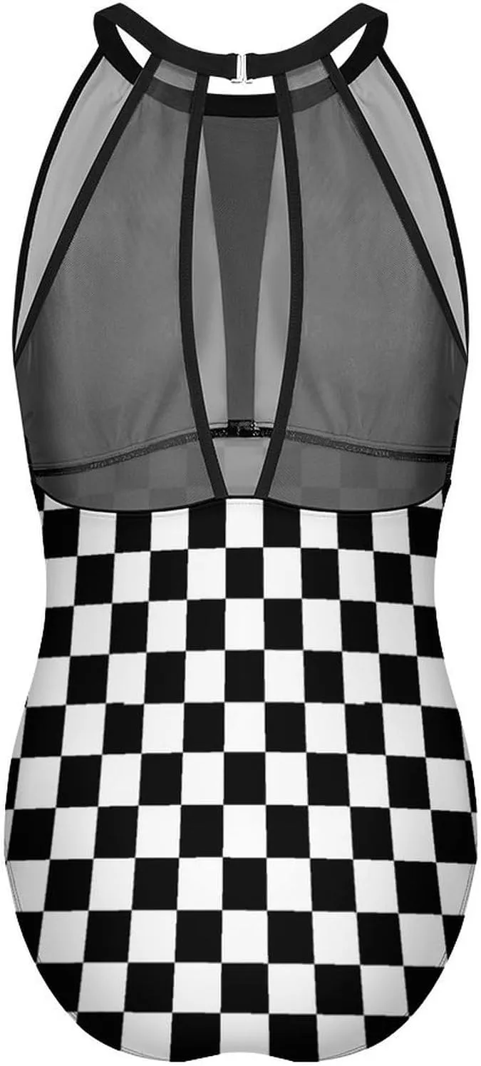 Women Sexy Tummy Control One Piece Swimsuits Halter Push Up High Cut Low Back Bathing Suits