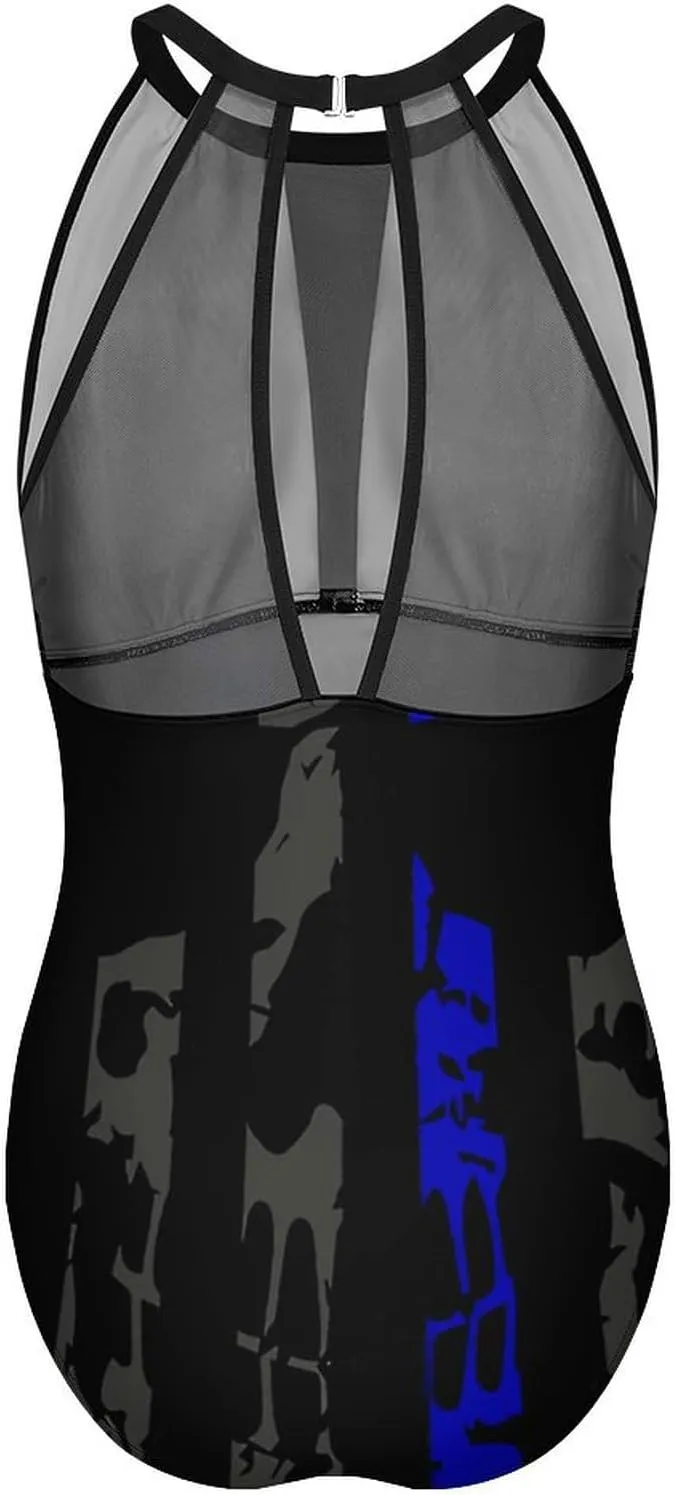 Women Sexy Tummy Control One Piece Swimsuits Halter Push Up High Cut Low Back Bathing Suits