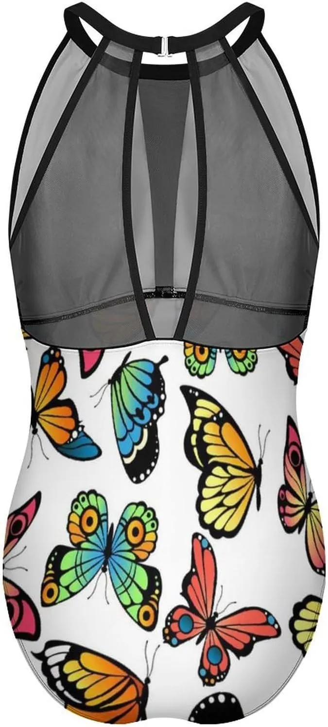 Women Sexy Tummy Control One Piece Swimsuits Halter Push Up High Cut Low Back Bathing Suits