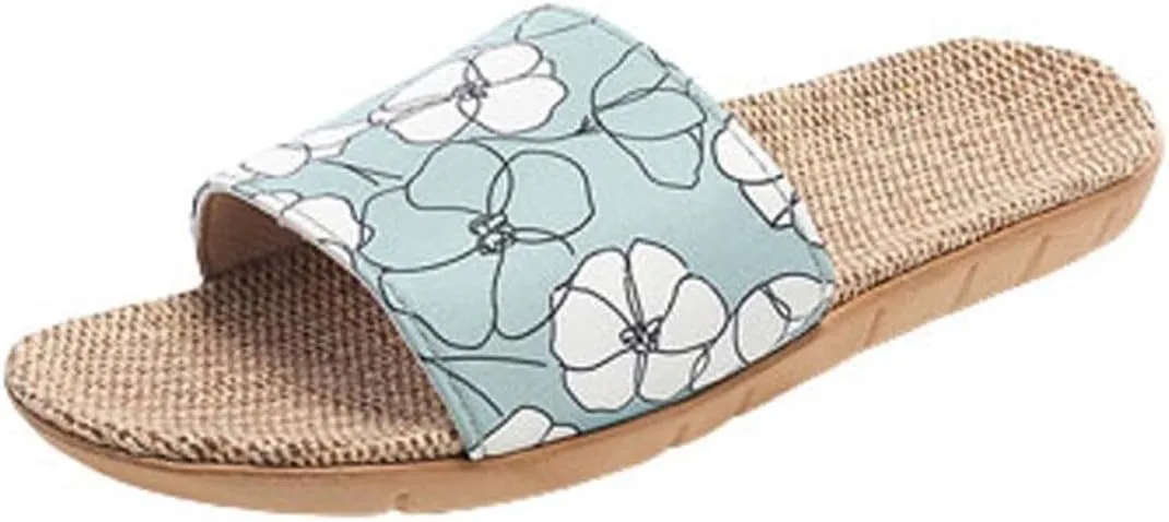 Women Summer Lounge Slide Sandals Casual Flat Loungewear Slipper Slip on Non-Slip Slides Home Indoor Sandal Shoes