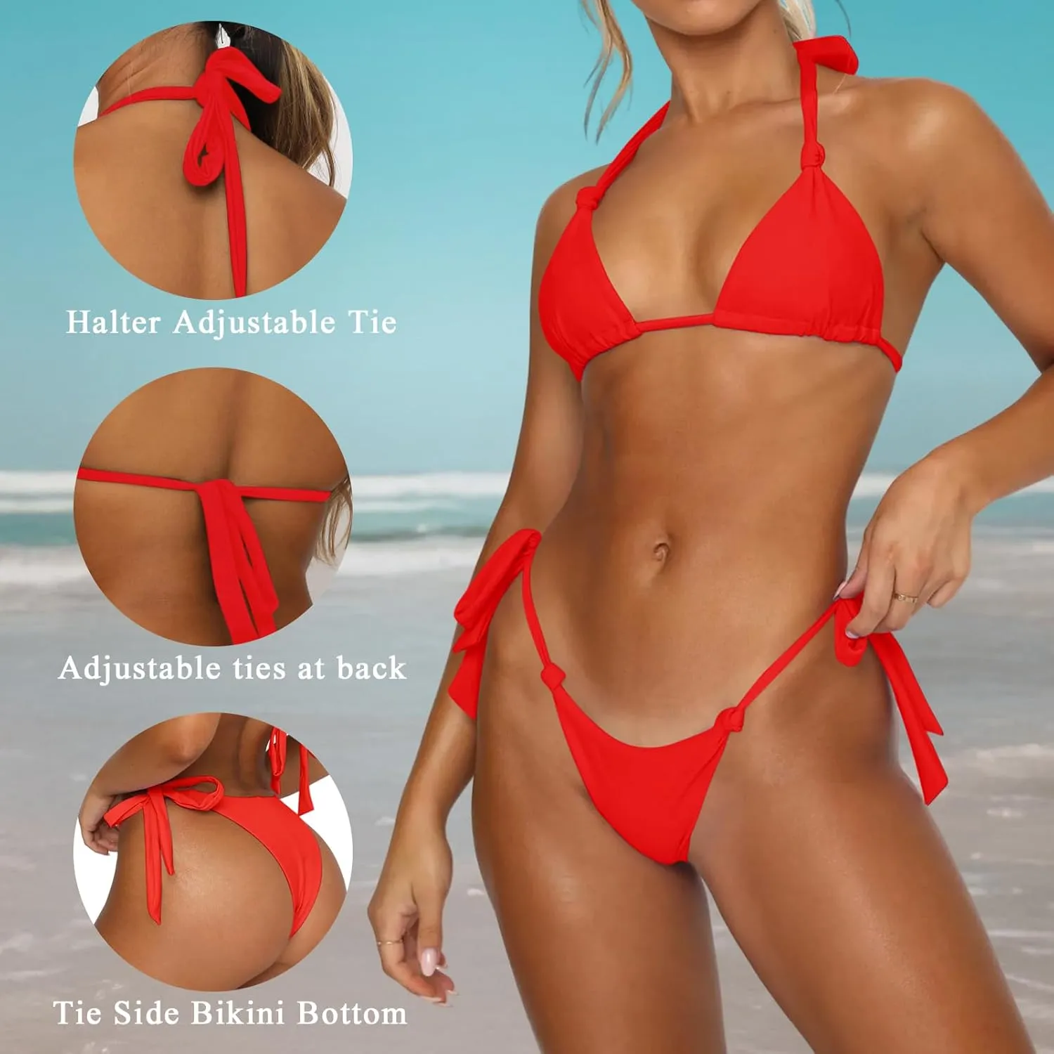 Women's Bikini Sets Bathing Suits Two Piece Swimsuits Sexy Triangle Halter Bikinis Top