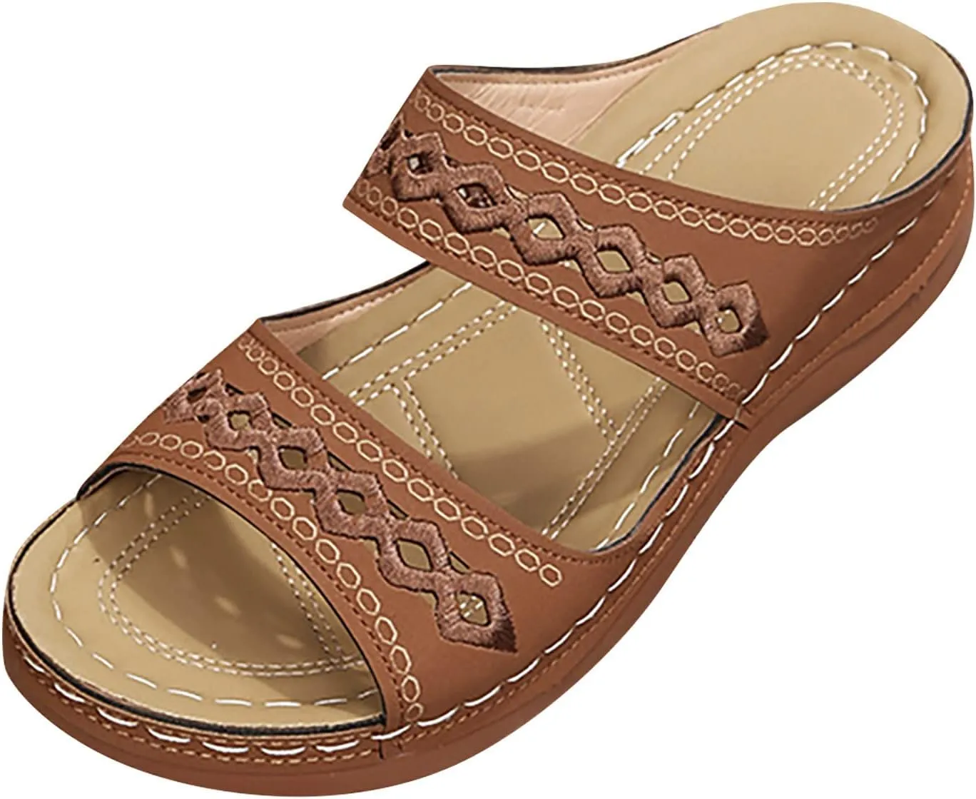 Women's Breathable Orthopedic Sandals Orthotic Women Flip Flop Sandals Womens Boat Sandals Orthotic Womens Casual Dressy Low Wedge Summer Shoes Cute Strappy Orthopedic Indoor Slippers for Women