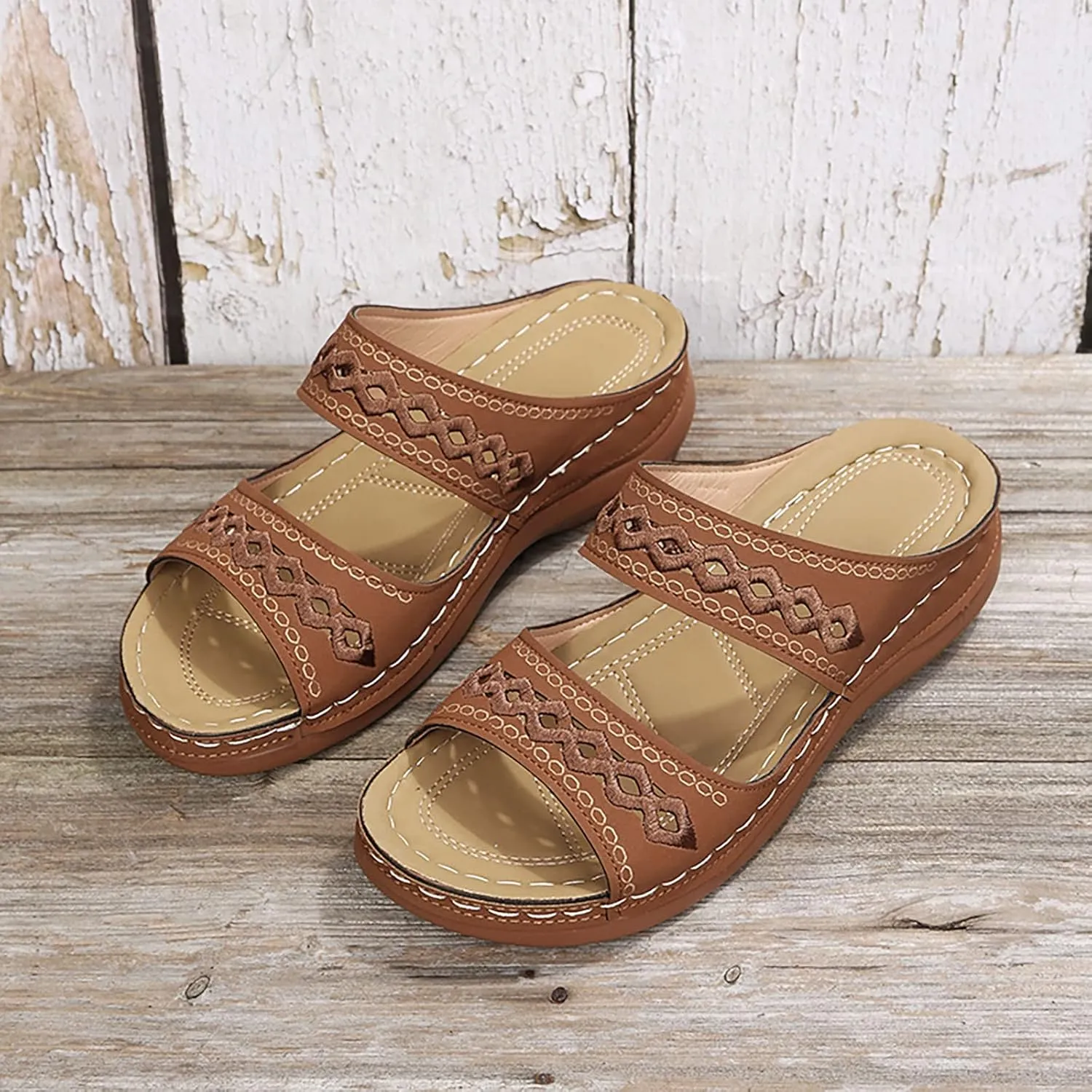 Women's Breathable Orthopedic Sandals Orthotic Women Flip Flop Sandals Womens Boat Sandals Orthotic Womens Casual Dressy Low Wedge Summer Shoes Cute Strappy Orthopedic Indoor Slippers for Women