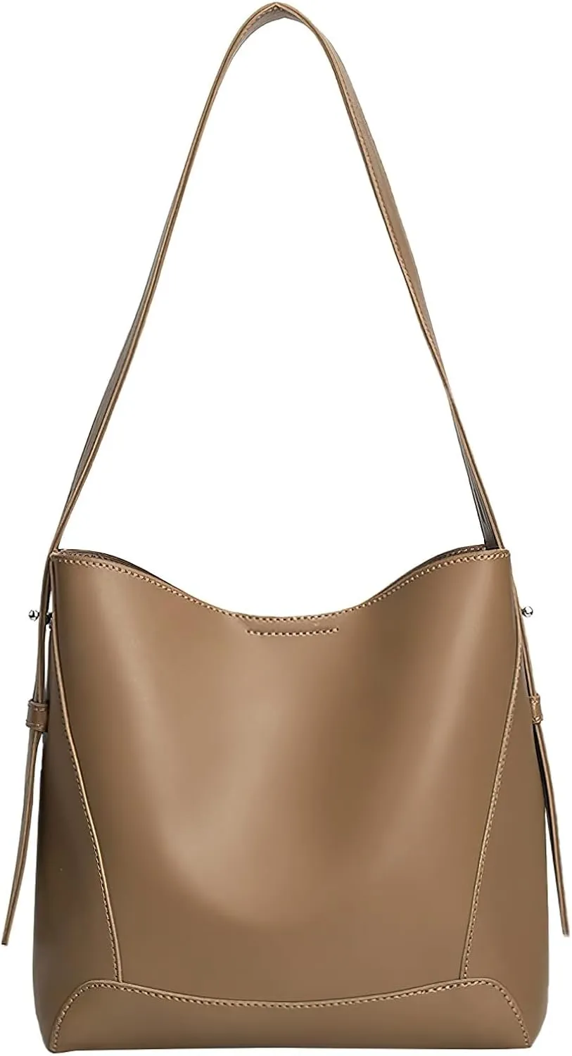 Women's Bucket Bag Purse Small Hobo Shoulder Bag Vegan PU Leather Tote Bag