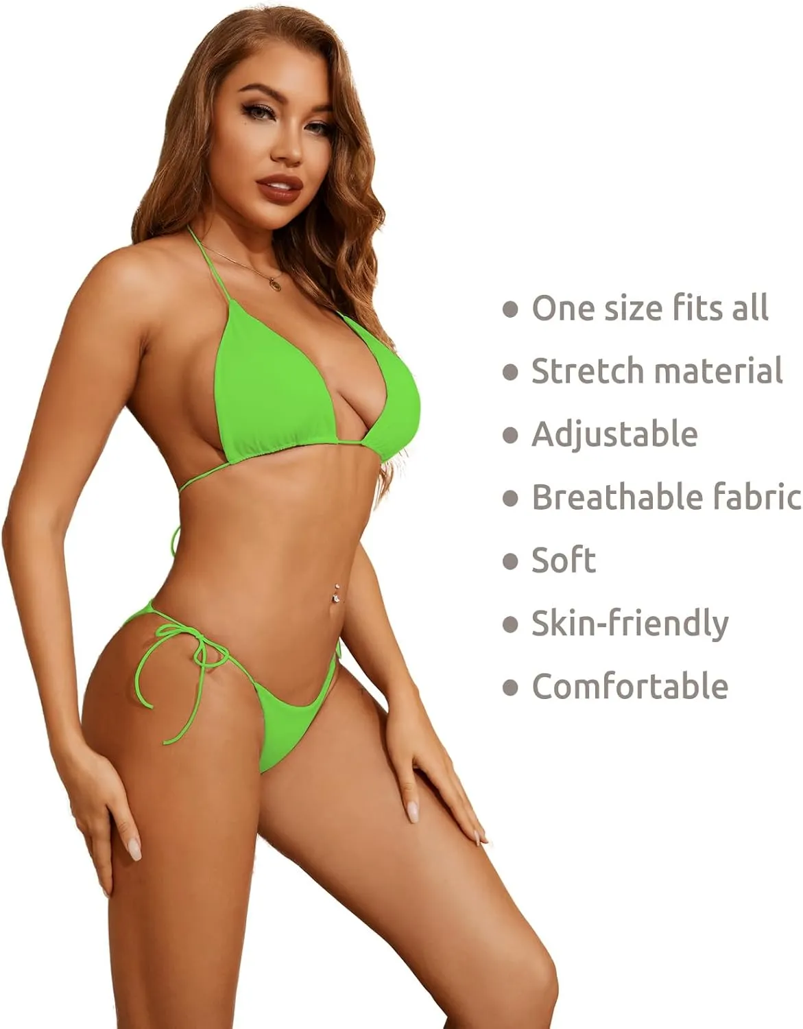 Women's Halter Bikini Sets Spaghetti Strap Swimsuit Sliding Triangle Bathing Suit 2 Piece Sexy Bikinis