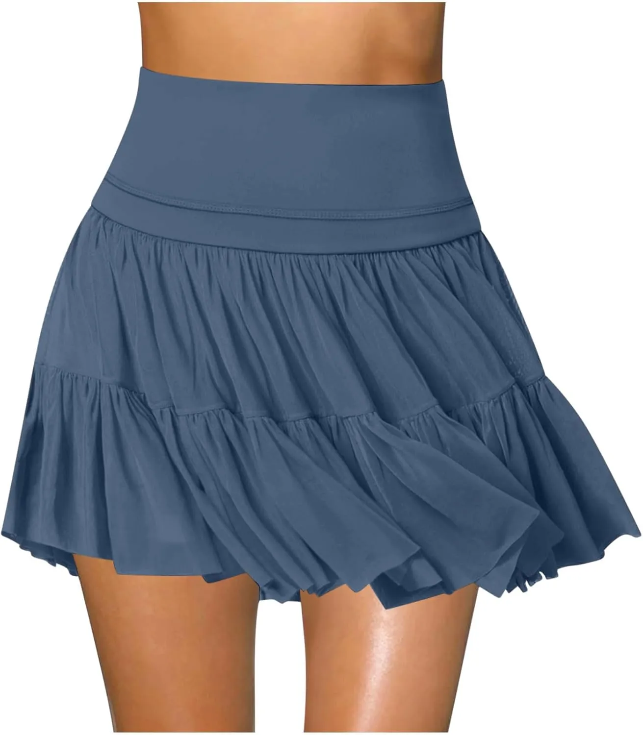 Women's Mini Tutu Skirt Skort Flowy High Waisted Tiered Ruffle Tennis Athletic Skater Golf Skirts with Built in Shorts