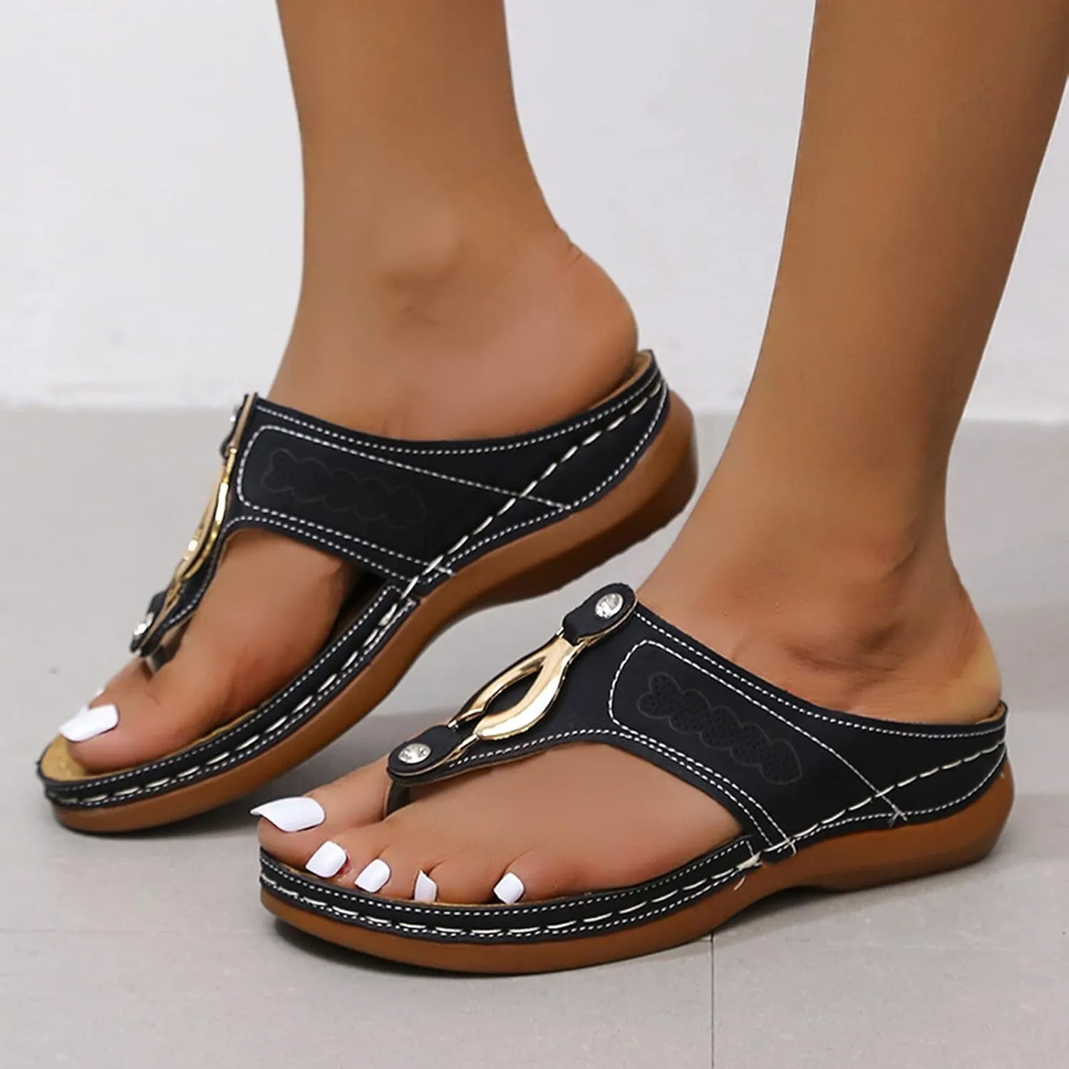 Womens Orthopedic Sandals with Back Strap and Arch Support Orthopedic Wedge Sandals for Women 2025 Ortopedicos Shoes Woman Orthotic Womens Summer Strappy Sandals Orthopedic Female Sandals for Women