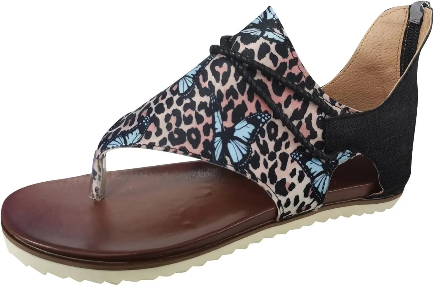Women's Sandals Dressy, Womens Wedge Sandals Arch Support Slip On Orthopedic Flip Flops Flat Clip Toe Sandals