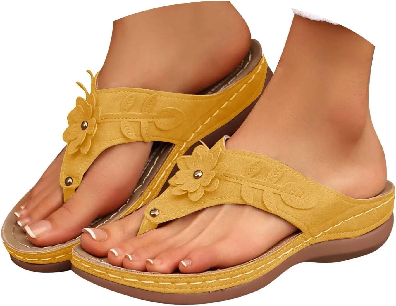 Womens Sandals Orthopedic Dressy Summer Platform Comfy Flip Flops Shoes with Arch Support Walking Slip on Slides