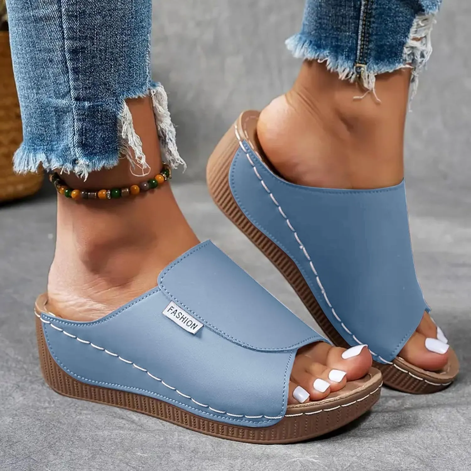 Womens Sandals Orthopedic Dressy Summer Platform Comfy Flip Wedge Sandals with Arch Support Walking Slip On Slides