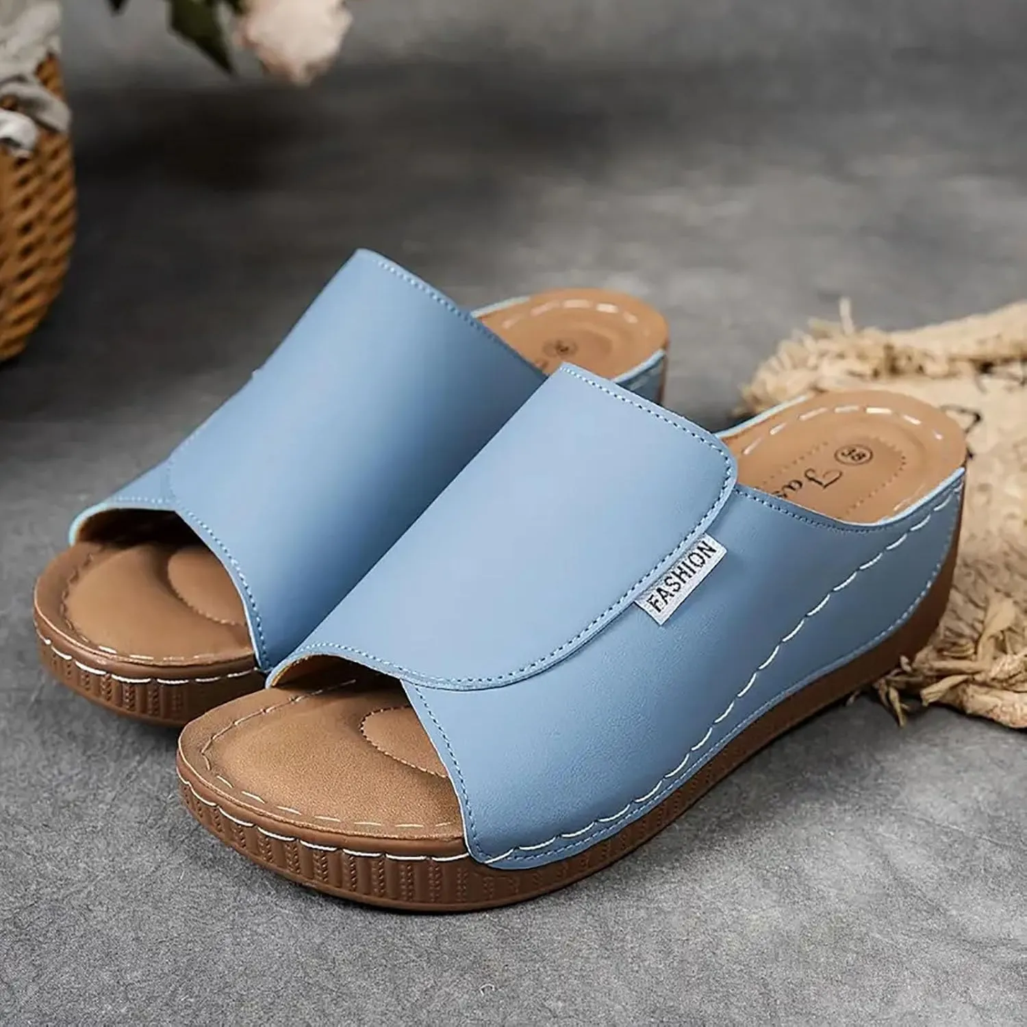 Womens Sandals Orthopedic Dressy Summer Platform Comfy Flip Wedge Sandals with Arch Support Walking Slip On Slides
