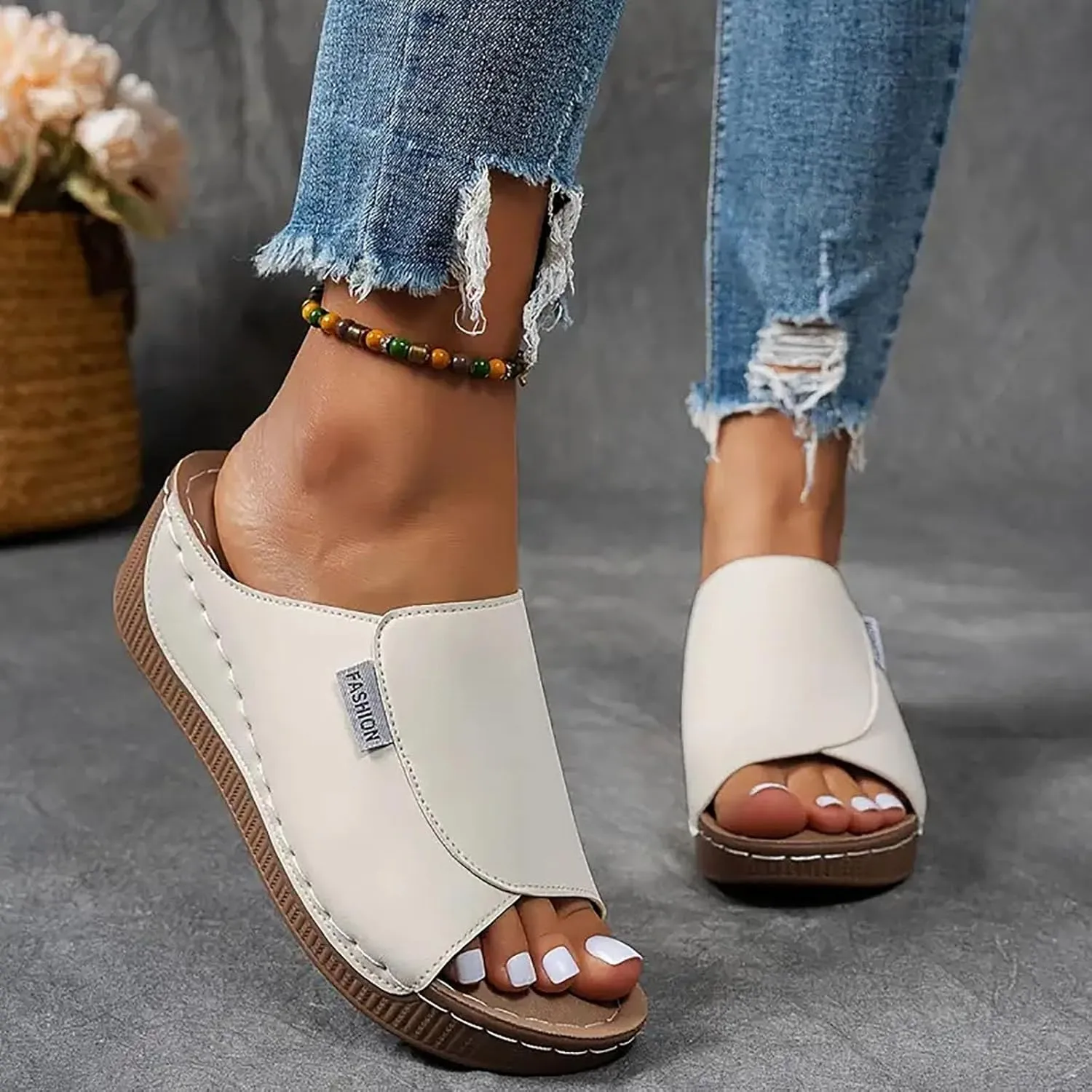 Womens Sandals Orthopedic Dressy Summer Platform Comfy Flip Wedge Sandals with Arch Support Walking Slip On Slides