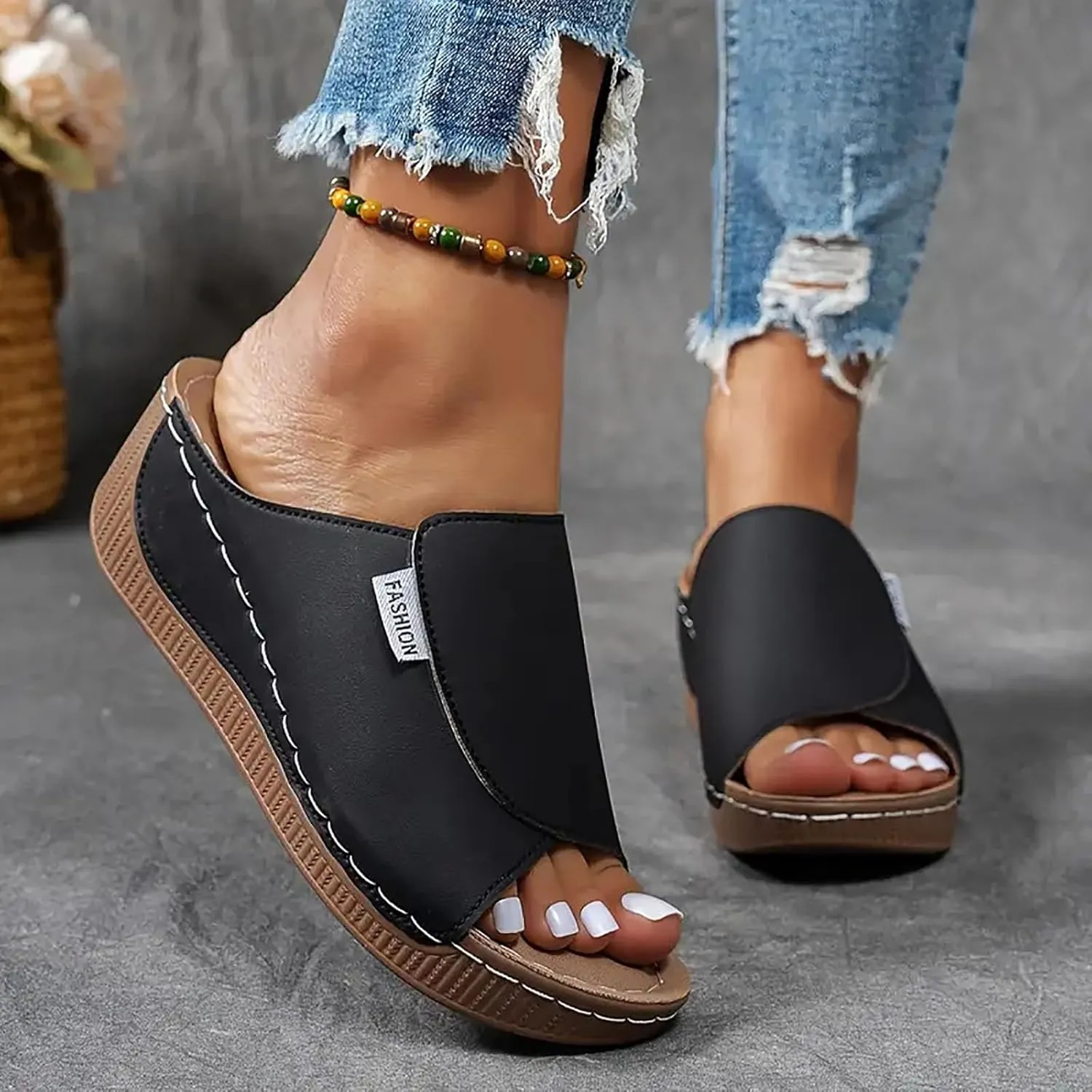 Womens Sandals Orthopedic Dressy Summer Platform Comfy Flip Wedge Sandals with Arch Support Walking Slip On Slides