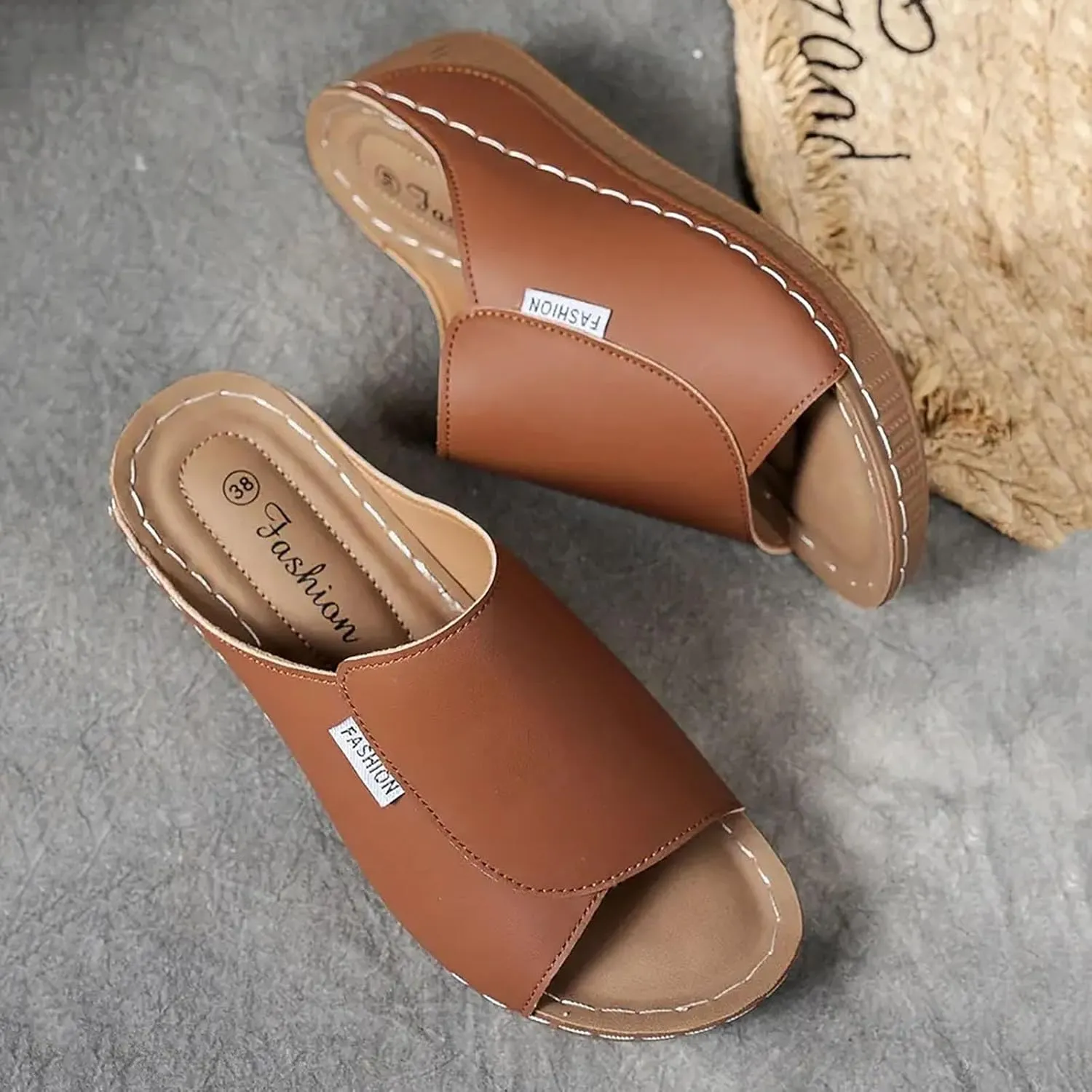 Womens Sandals Orthopedic Dressy Summer Platform Comfy Flip Wedge Sandals with Arch Support Walking Slip On Slides