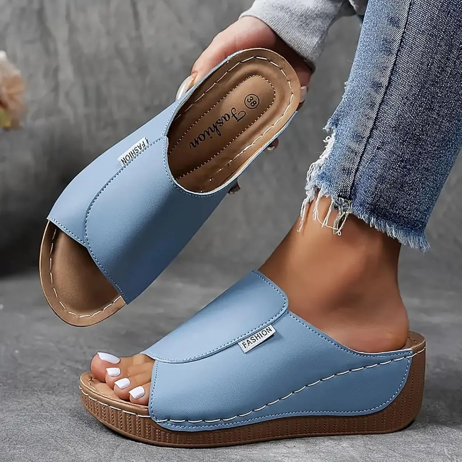 Womens Sandals Orthopedic Dressy Summer Platform Comfy Flip Wedge Sandals with Arch Support Walking Slip On Slides