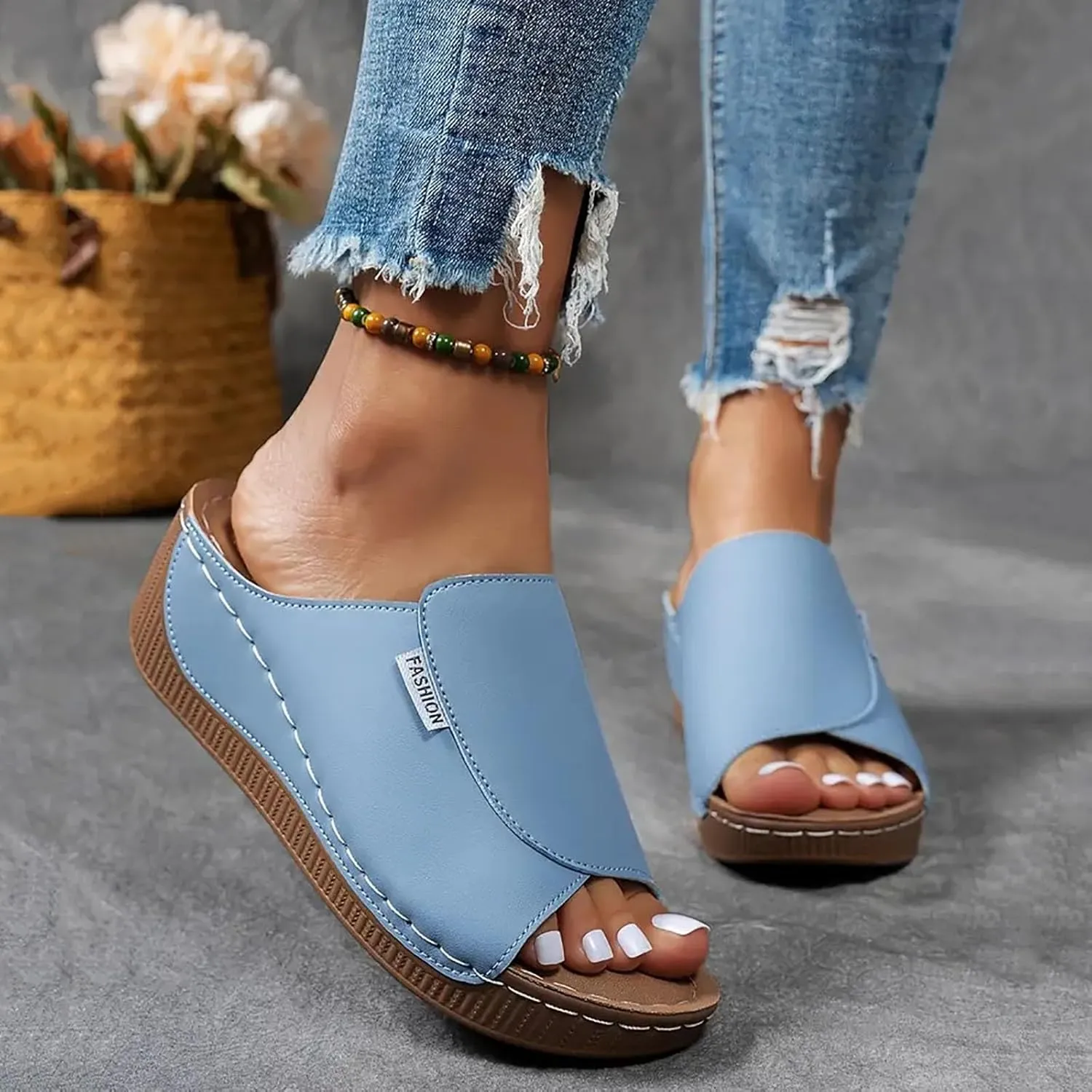 Womens Sandals Orthopedic Dressy Summer Platform Comfy Flip Wedge Sandals with Arch Support Walking Slip On Slides
