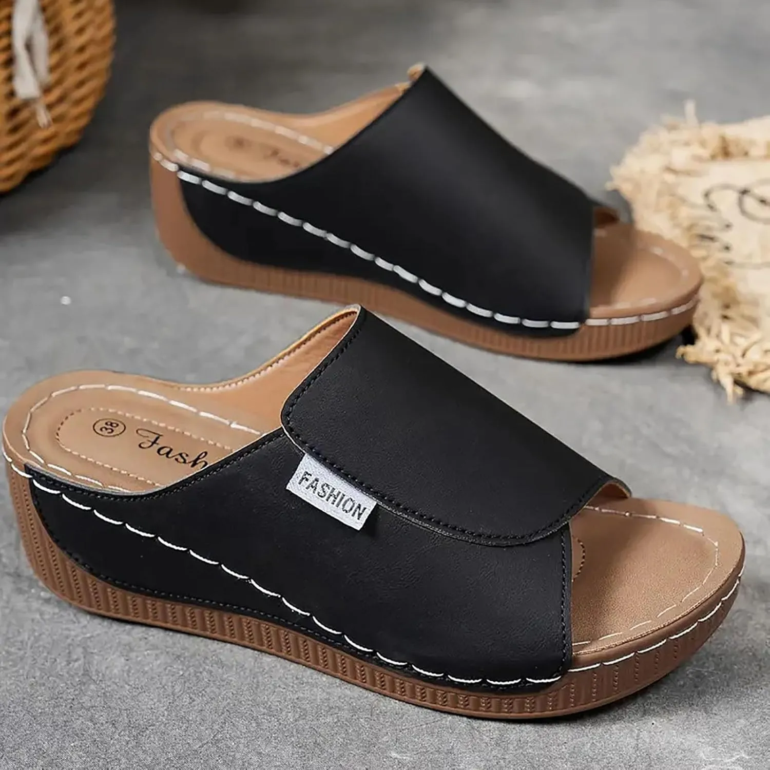 Womens Sandals Orthopedic Dressy Summer Platform Comfy Flip Wedge Sandals with Arch Support Walking Slip On Slides