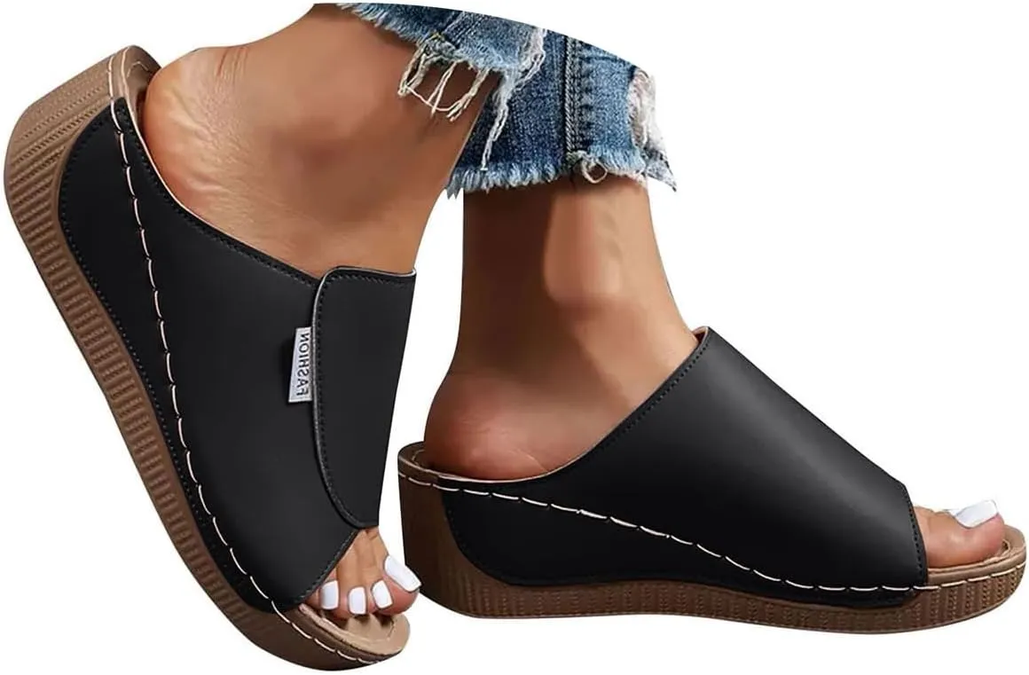 Womens Sandals Orthopedic Dressy Summer Platform Comfy Flip Wedge Sandals with Arch Support Walking Slip On Slides