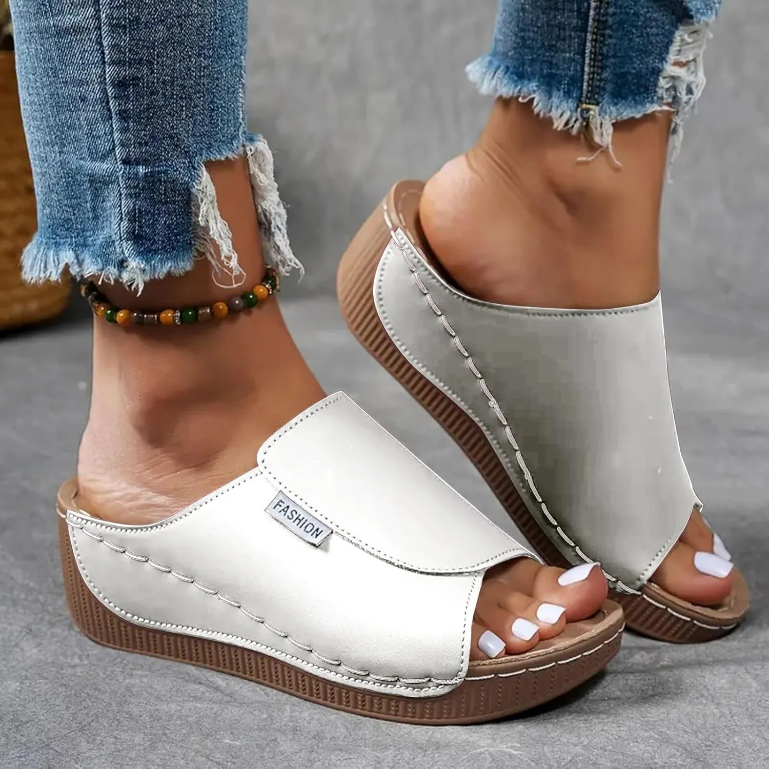 Womens Sandals Orthopedic Dressy Summer Platform Comfy Flip Wedge Sandals with Arch Support Walking Slip On Slides