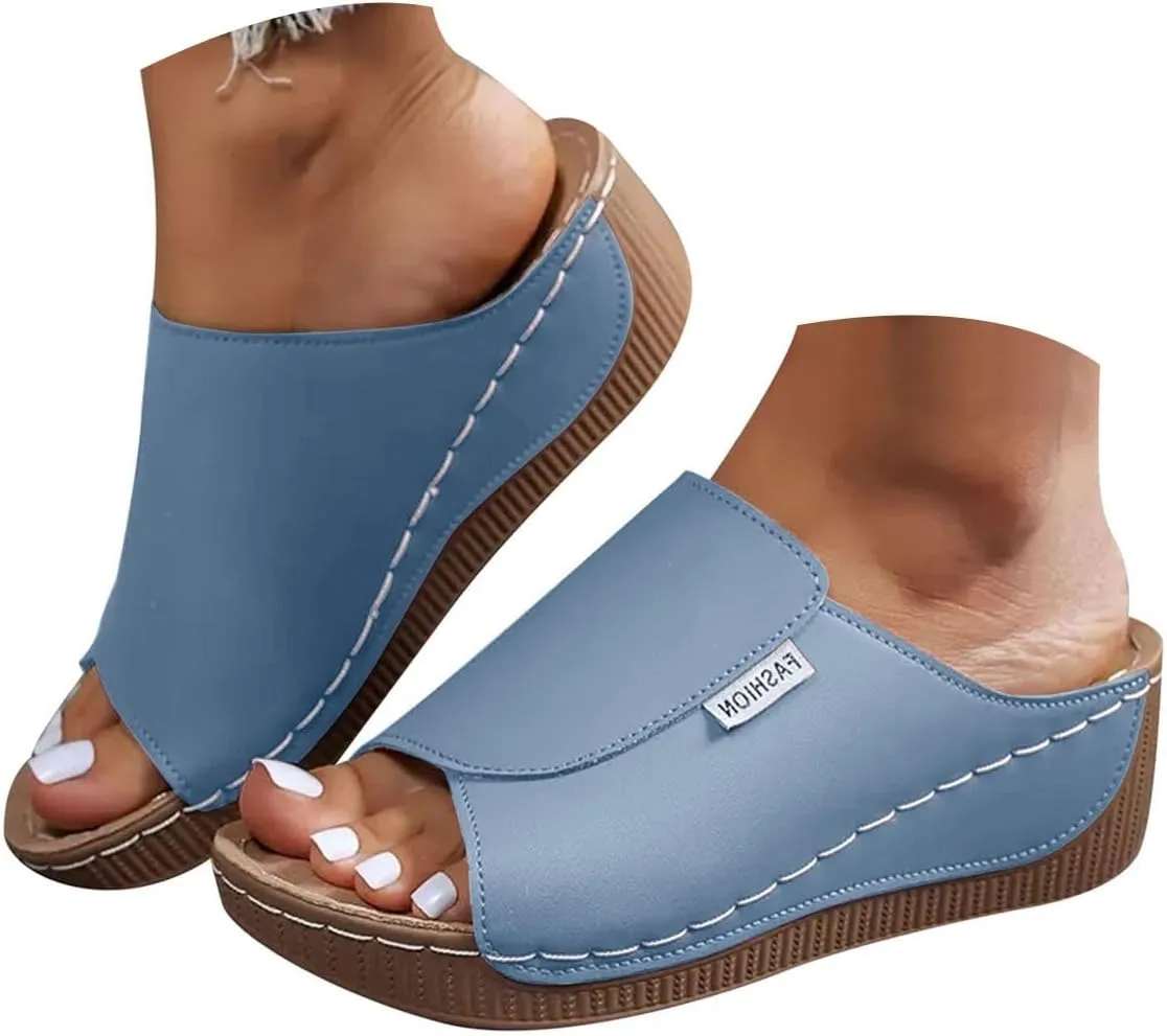 Womens Sandals Orthopedic Dressy Summer Platform Comfy Flip Wedge Sandals with Arch Support Walking Slip On Slides