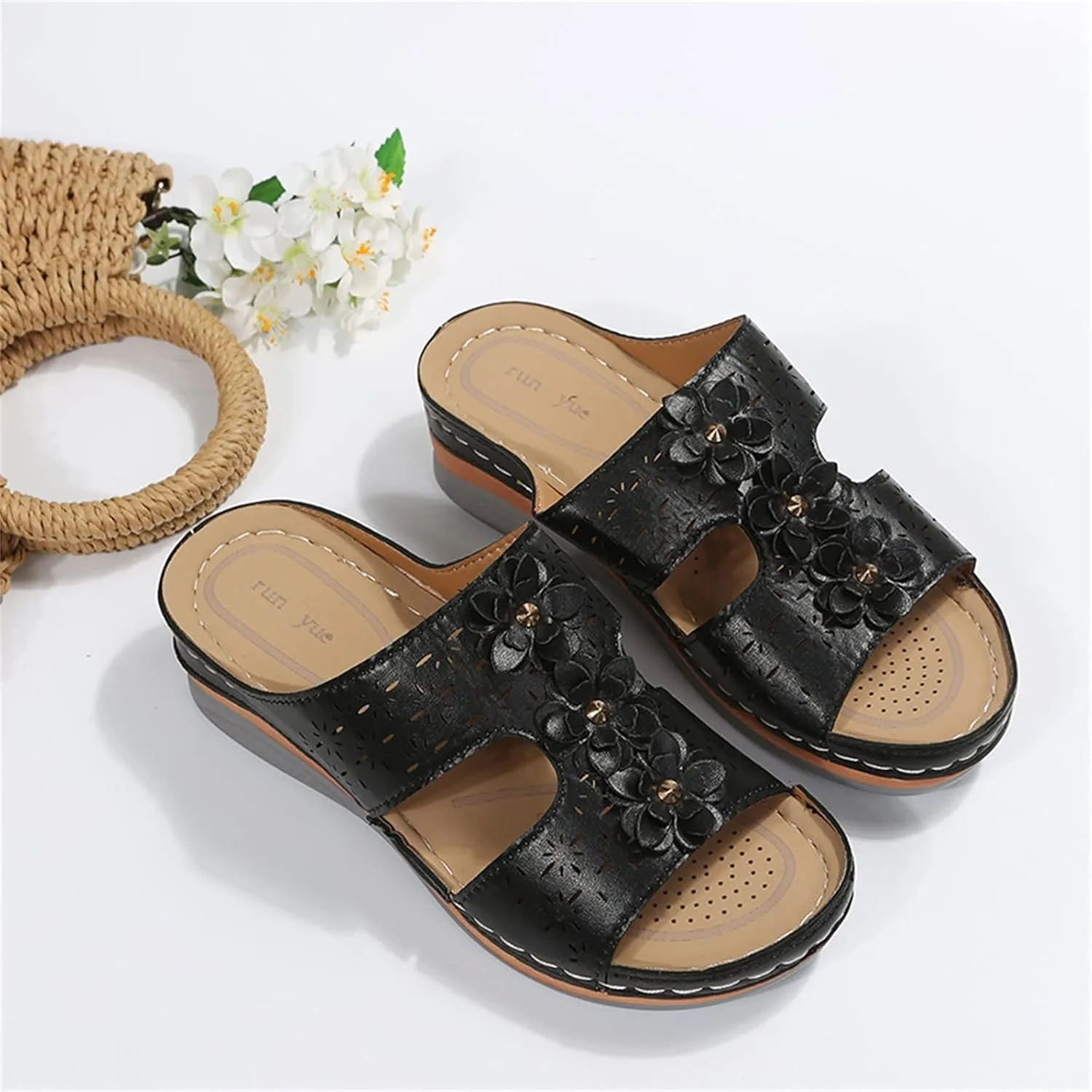 Womens Sandals with Arch Support Orthopedic Sandals Dressy Summer latforms Flats Pillow Slides Wide Anti Slip Shoes