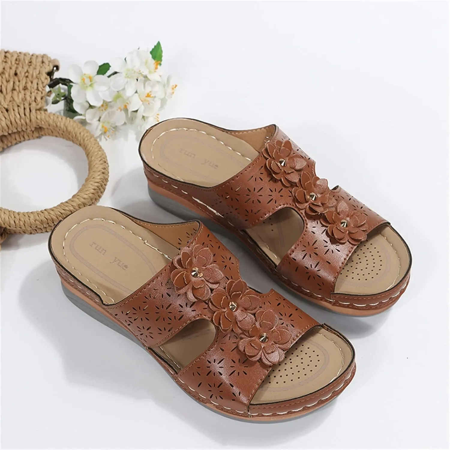 Womens Sandals with Arch Support Orthopedic Sandals Dressy Summer latforms Flats Pillow Slides Wide Anti Slip Shoes
