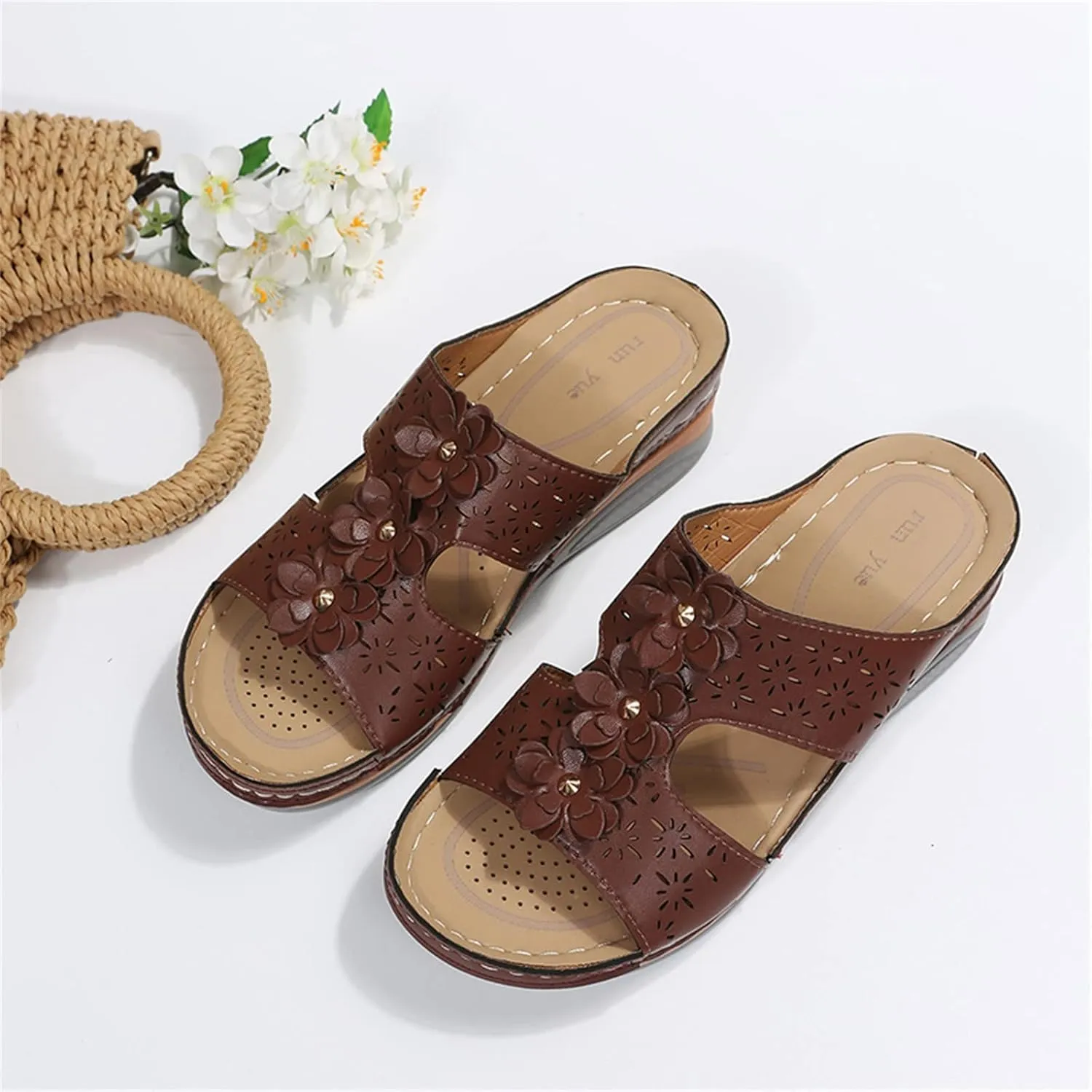 Womens Sandals with Arch Support Orthopedic Sandals Dressy Summer latforms Flats Pillow Slides Wide Anti Slip Shoes