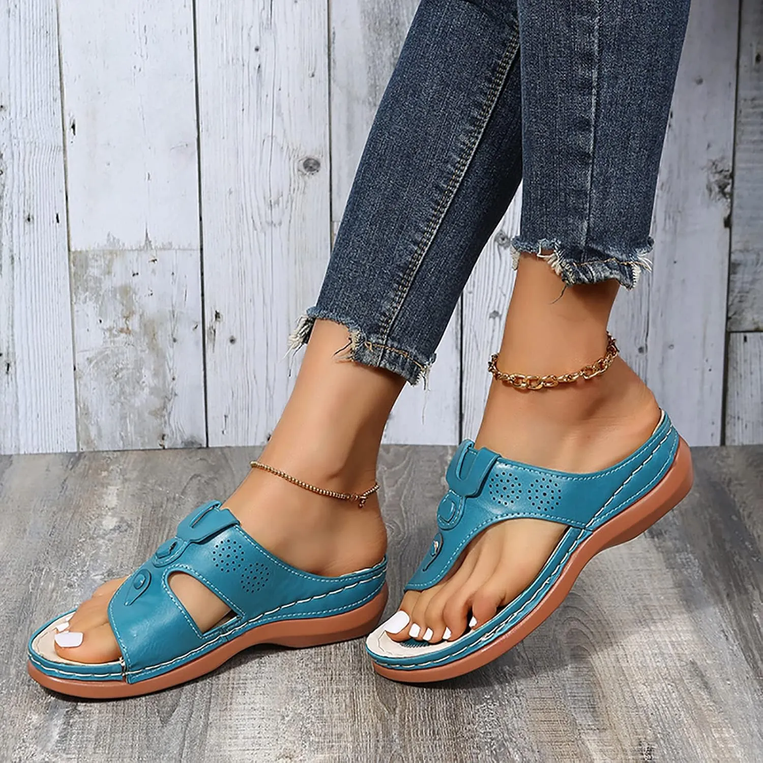 Womens Wedge Sandals Dressy Summer Sandals Platform Flip Flops Comfortable Orthopedic Sandals with Arch Support