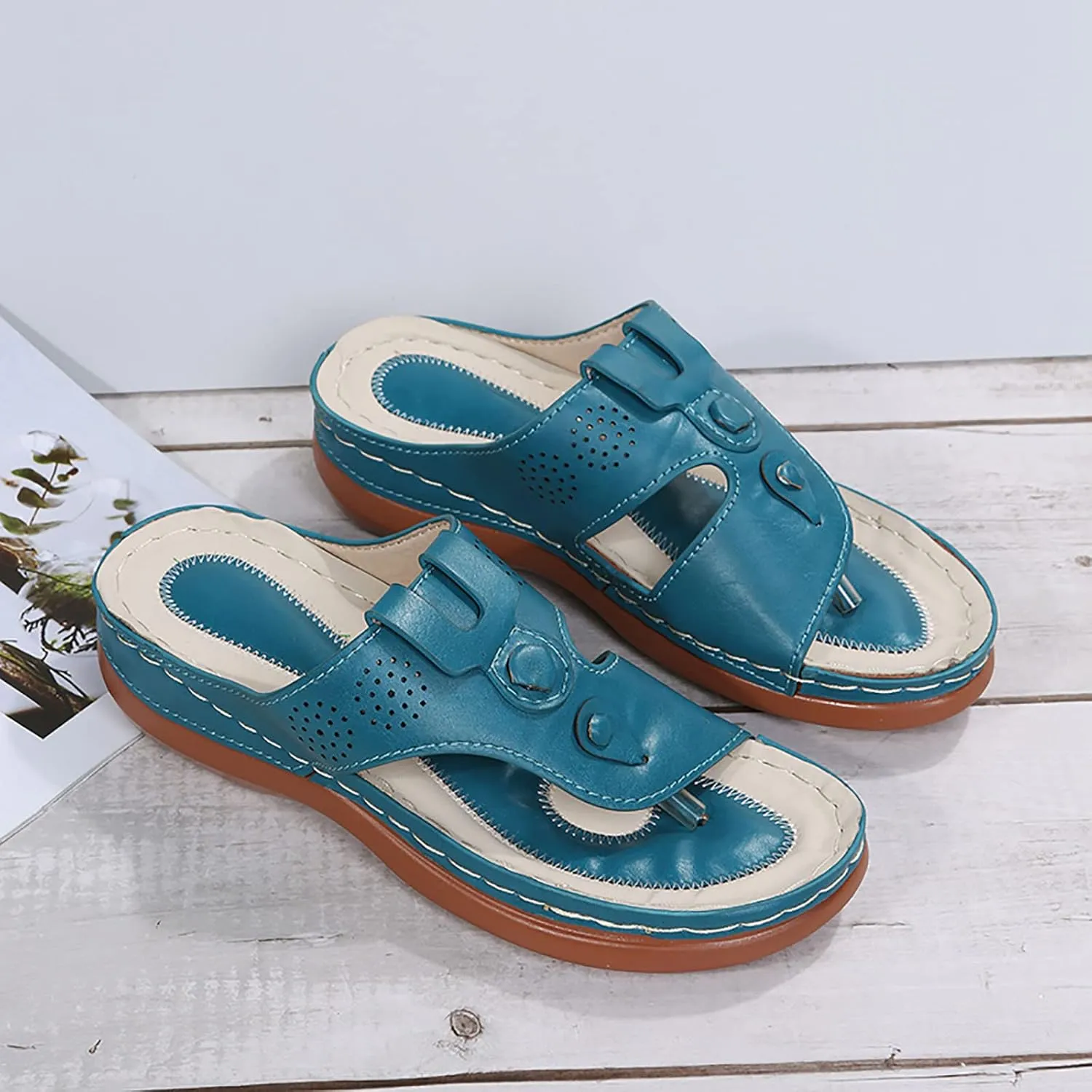 Womens Wedge Sandals Dressy Summer Sandals Platform Flip Flops Comfortable Orthopedic Sandals with Arch Support