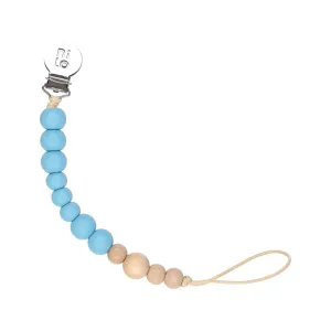 Wood   Silicone Beads Pacifier Holder Marine Blue