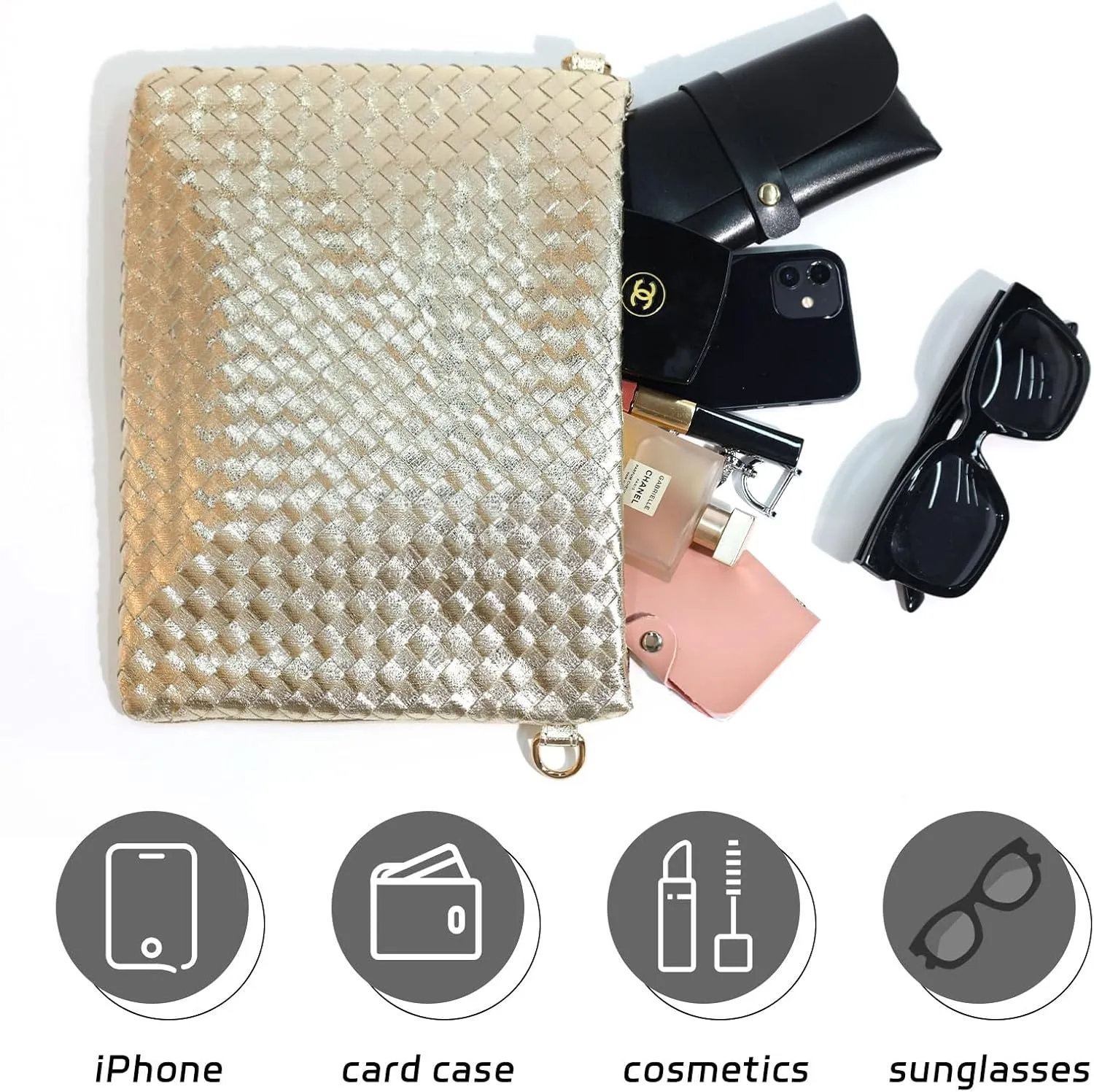 Woven Clutch Purse for Women Evening Bags Handbags Fashion Sparkly Crossbody