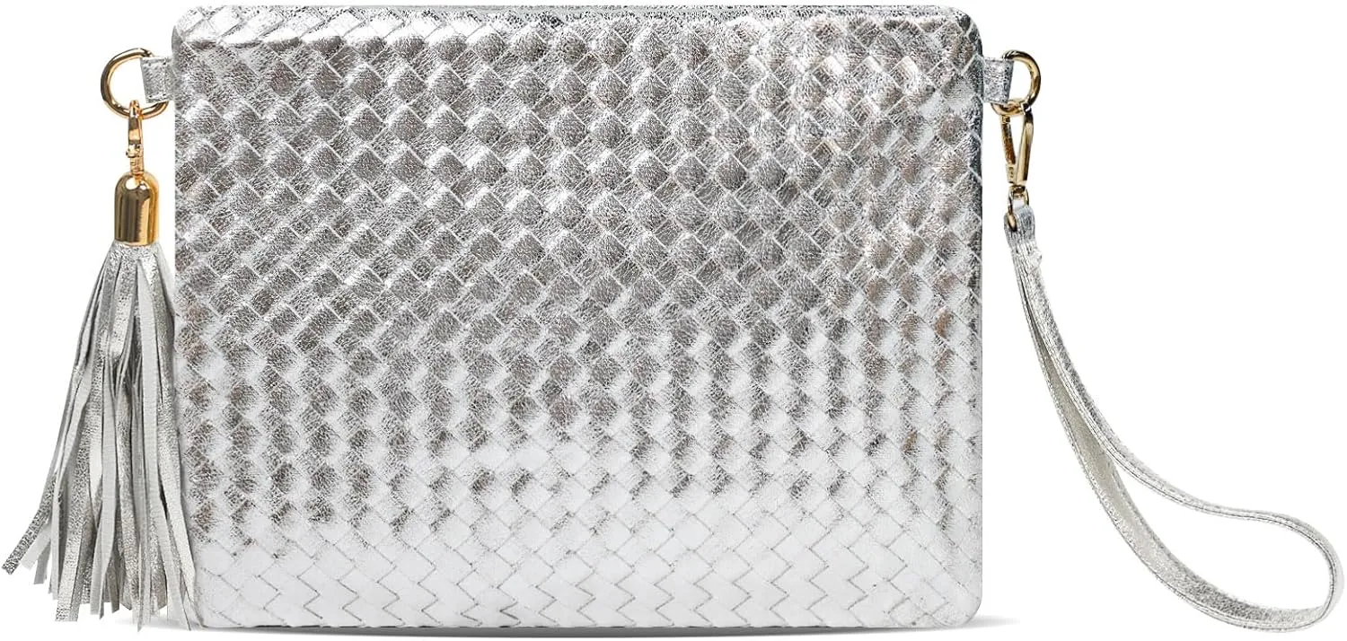 Woven Clutch Purse for Women Evening Bags Handbags Fashion Sparkly Crossbody