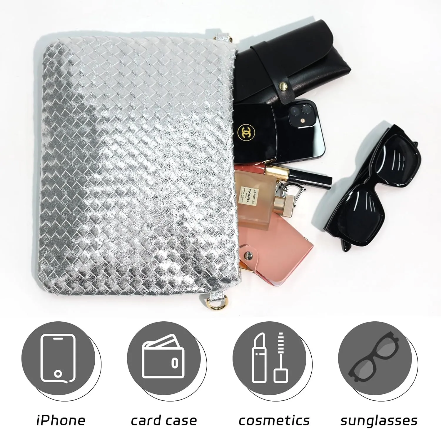 Woven Clutch Purse for Women Evening Bags Handbags Fashion Sparkly Crossbody