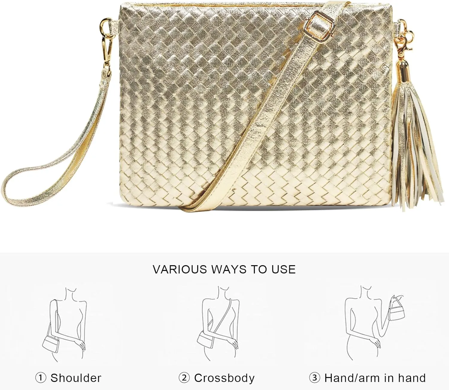 Woven Clutch Purse for Women Evening Bags Handbags Fashion Sparkly Crossbody