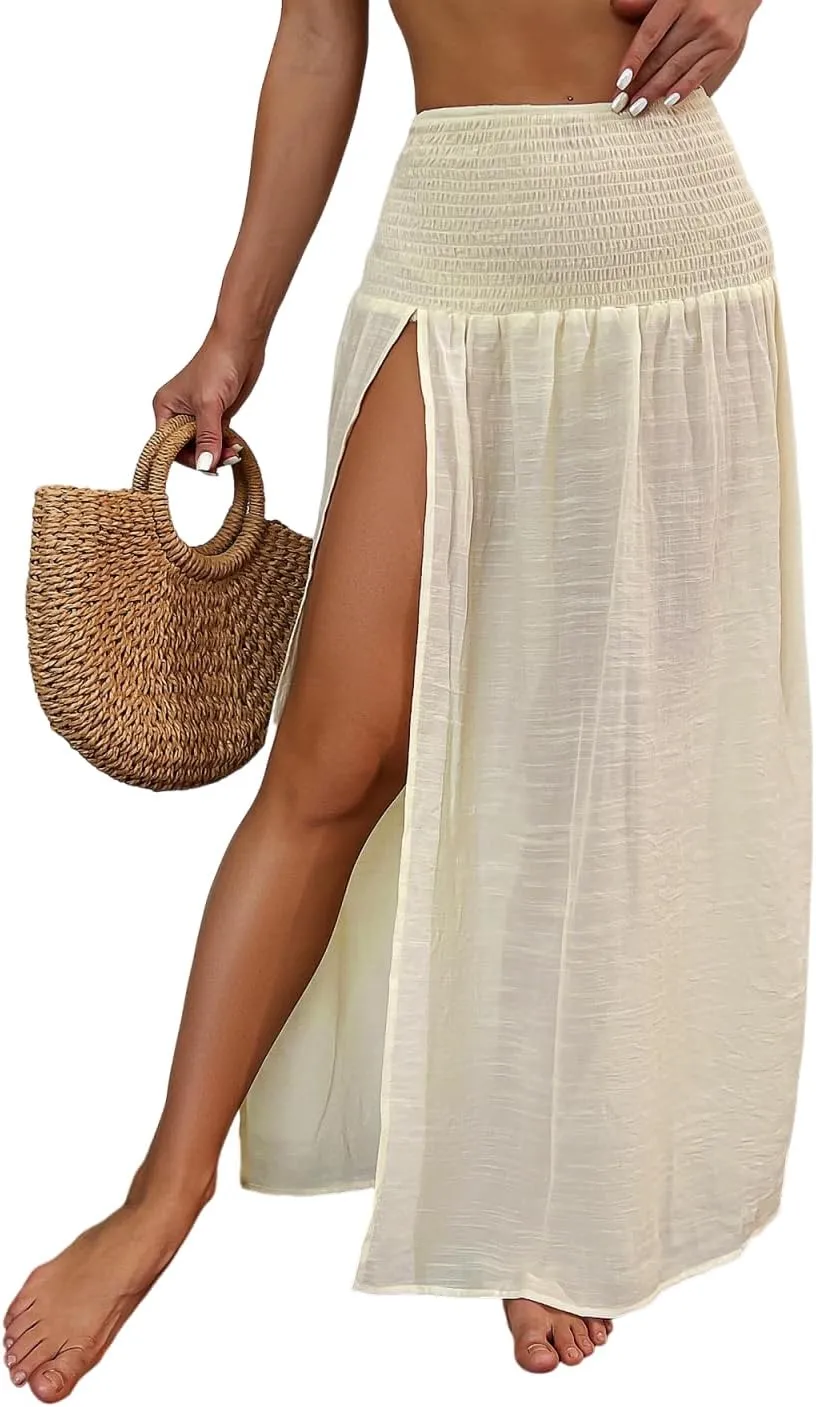 ZAFUL Beach Cover Ups for Women Split Thigh Swim Bathing Suit Summer Vacation Maxi Skirt Swimsuit Coverup 2025