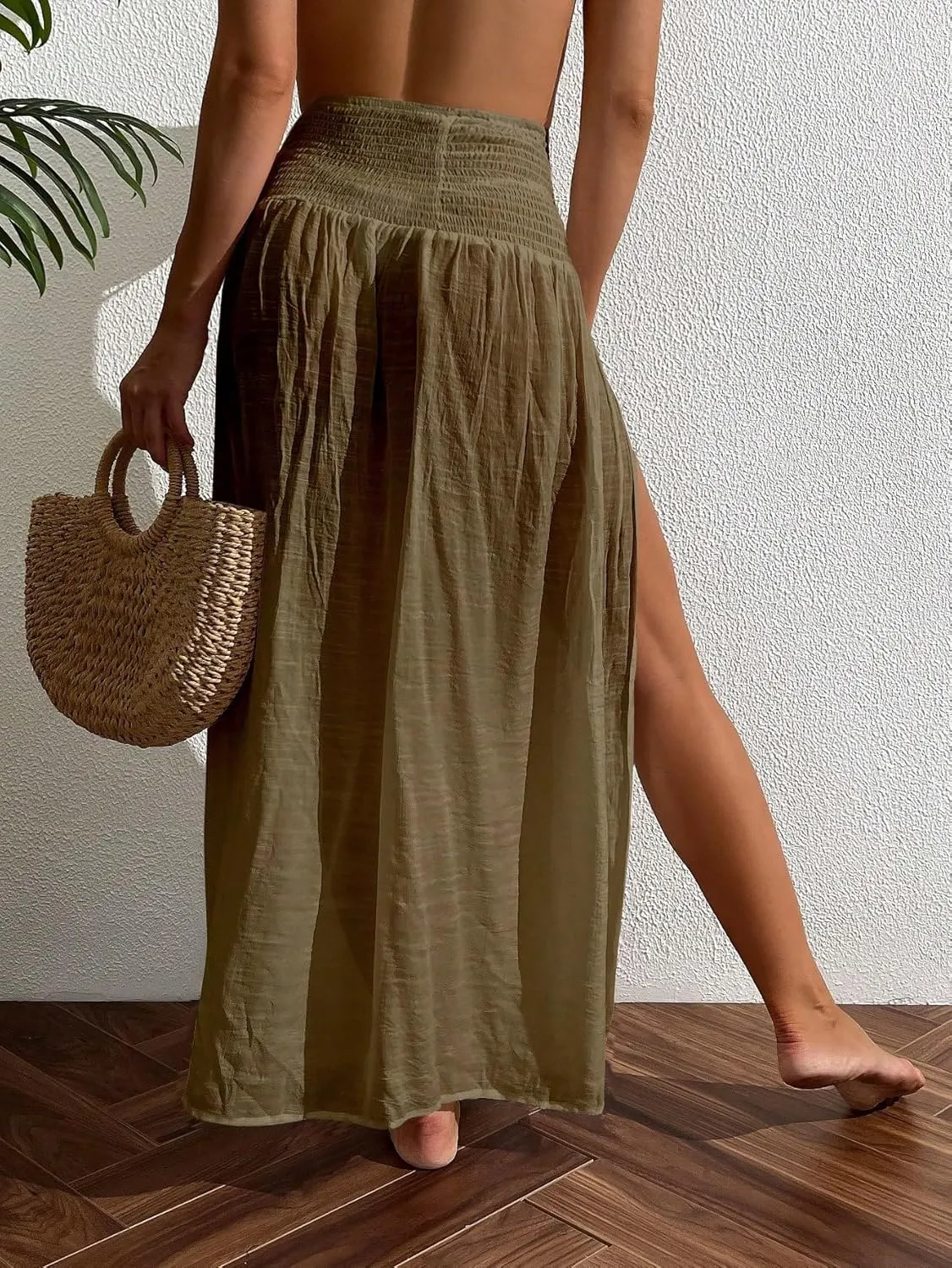 ZAFUL Beach Cover Ups for Women Split Thigh Swim Bathing Suit Summer Vacation Maxi Skirt Swimsuit Coverup 2025