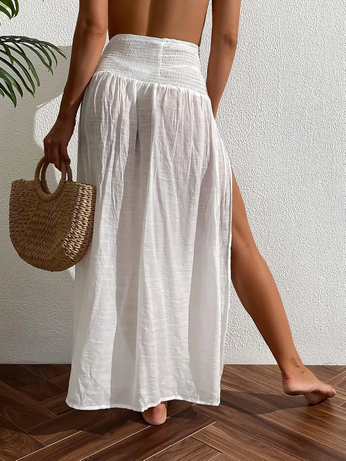 ZAFUL Beach Cover Ups for Women Split Thigh Swim Bathing Suit Summer Vacation Maxi Skirt Swimsuit Coverup 2025