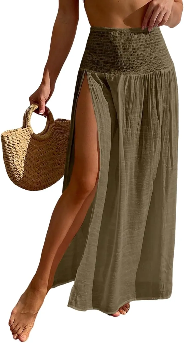 ZAFUL Beach Cover Ups for Women Split Thigh Swim Bathing Suit Summer Vacation Maxi Skirt Swimsuit Coverup 2025