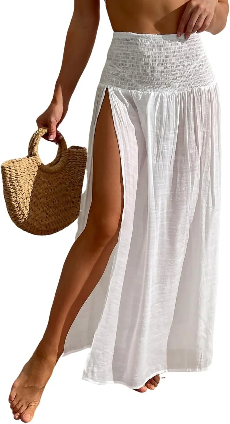 ZAFUL Beach Cover Ups for Women Split Thigh Swim Bathing Suit Summer Vacation Maxi Skirt Swimsuit Coverup 2025